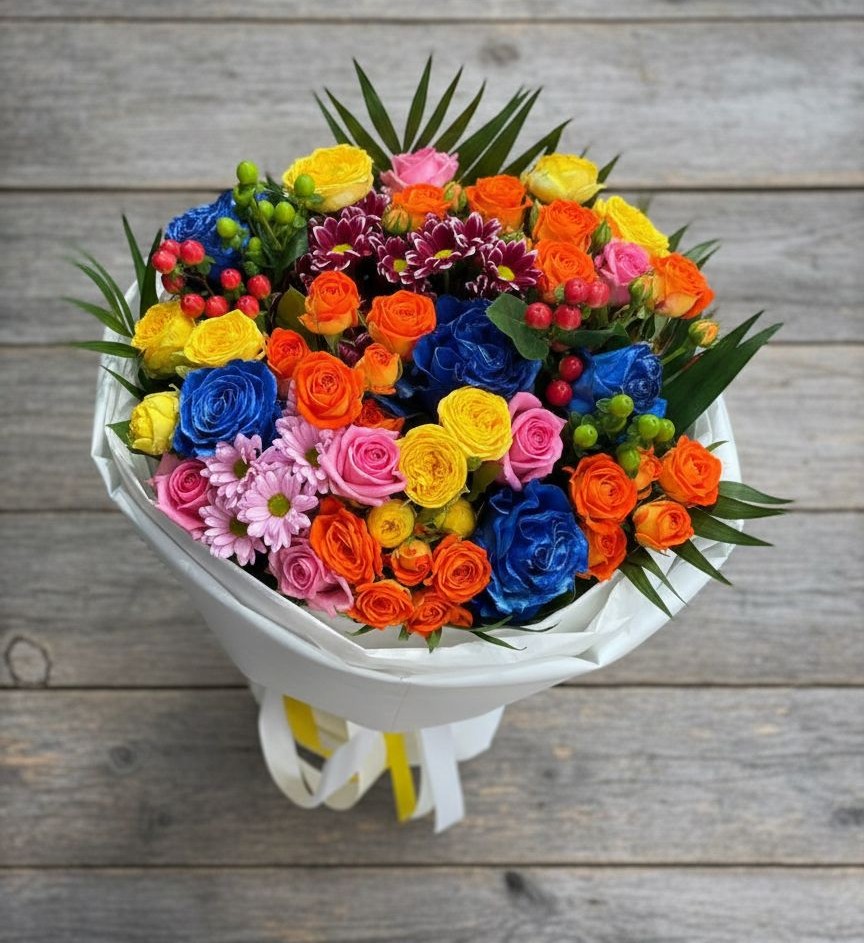 Букет цветов из: Розы и Хризантемы в Калужской Краснодарский край