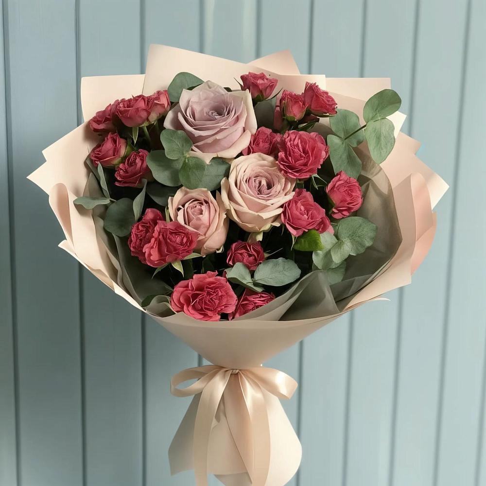 Букет цветов из: Гвоздики и Розы в Калужской Краснодарский край