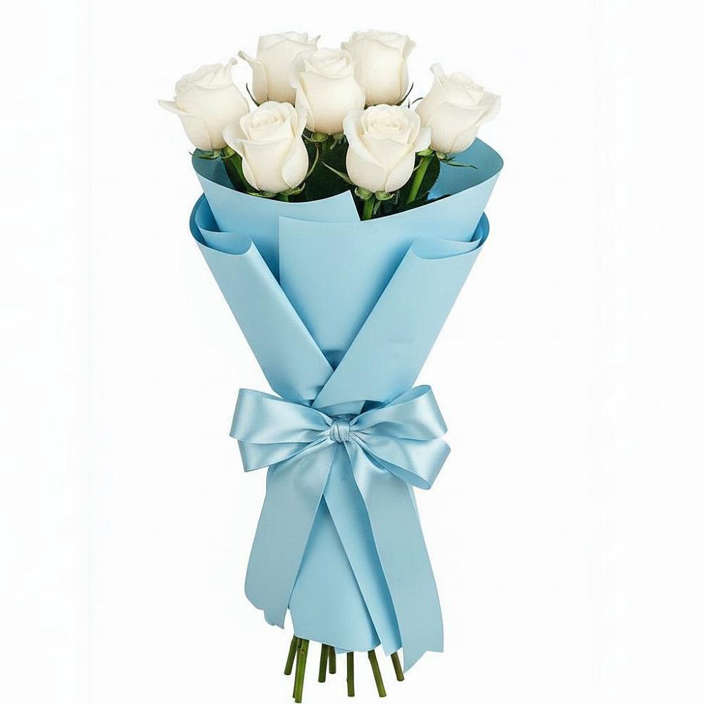 Букет 7 белых роз Проуд в Калужской Краснодарский край