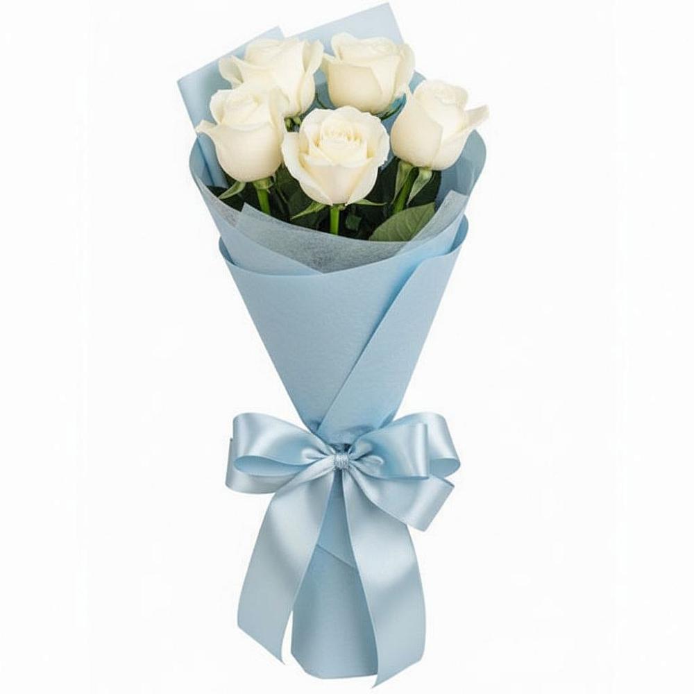 Букет 5 Белых роз Проуд в Калужской Краснодарский край