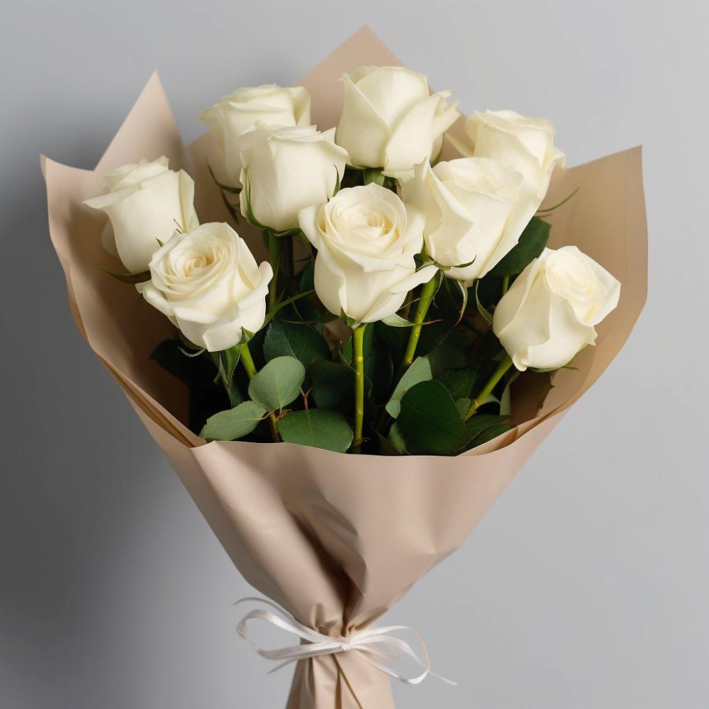 Букет 9 Белых роз Эдлесс Лав в Калужской Краснодарский край