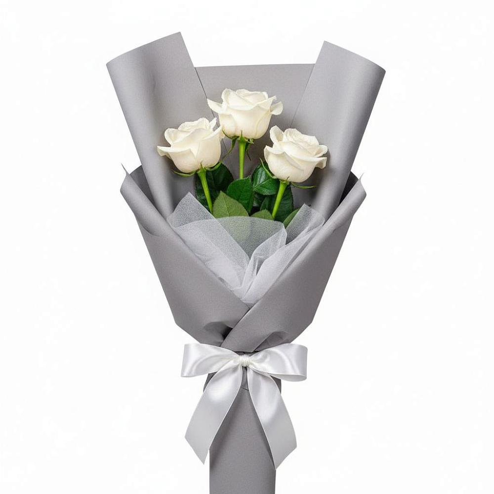 Букет 3 белые розы в Калужской Краснодарский край