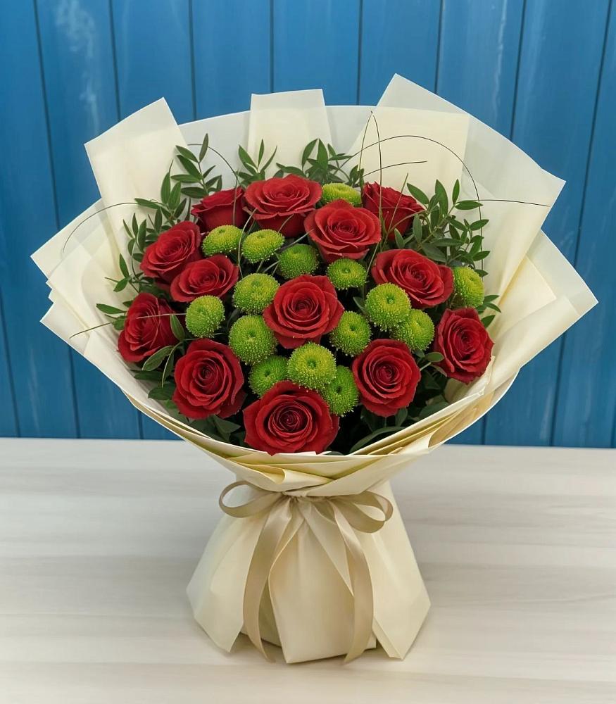 Букет цветов из: Розы и Хризантемы в Калужской Краснодарский край